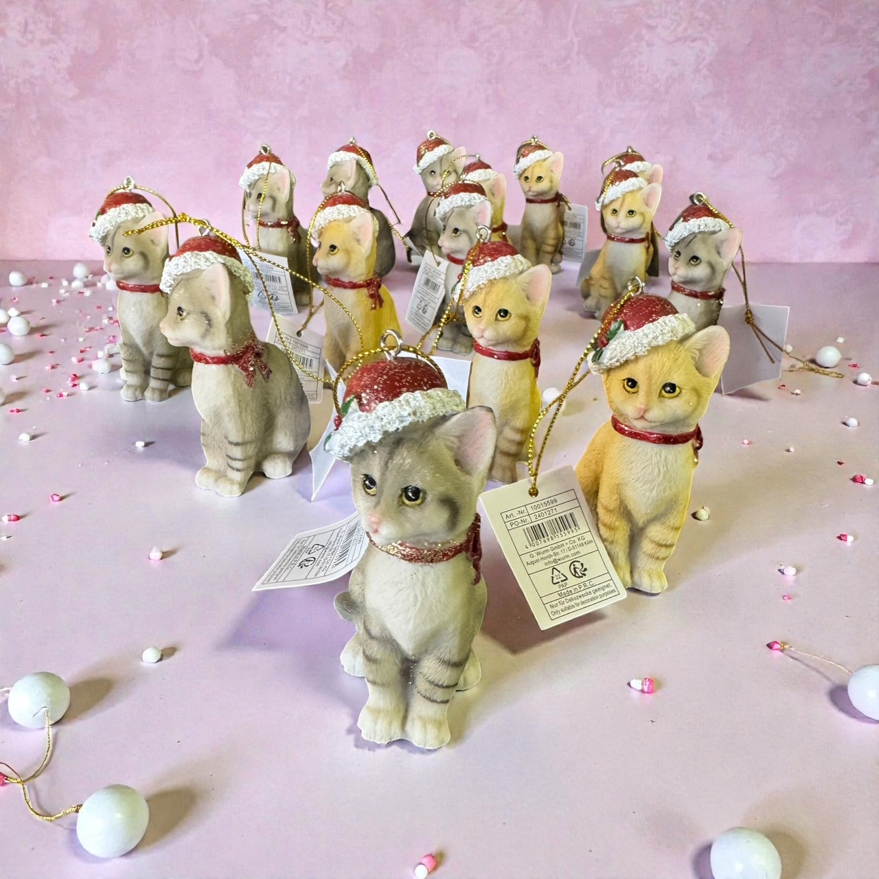 Weihnachtshänger Katze mit Weihnachtsmütze