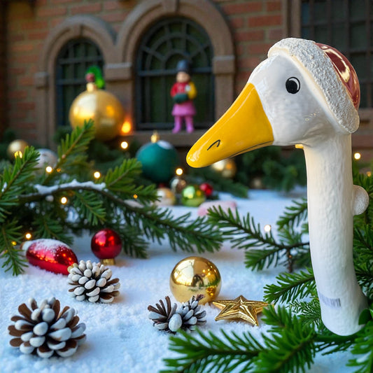 Keramik Gans mit Mütze