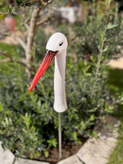 Keramik Storch Mini mit Stab